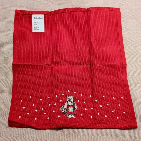 NWT Crate & Barrel Holiday Bear Towels SET of 2 (Gingerbread design) - Picture 10 of 12